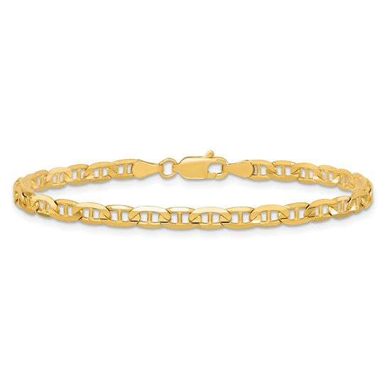 10k Yellow Gold Concave Anchor Bracelet, 3.75mm