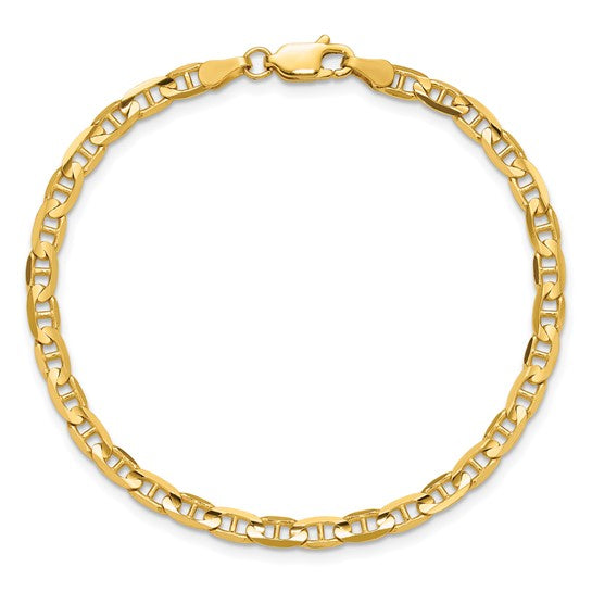 10k Yellow Gold Concave Anchor Bracelet, 3.75mm