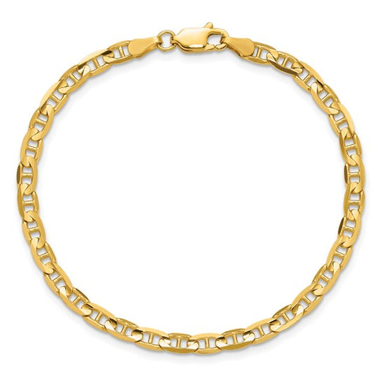 10k Yellow Gold Concave Anchor Bracelet, 3.75mm