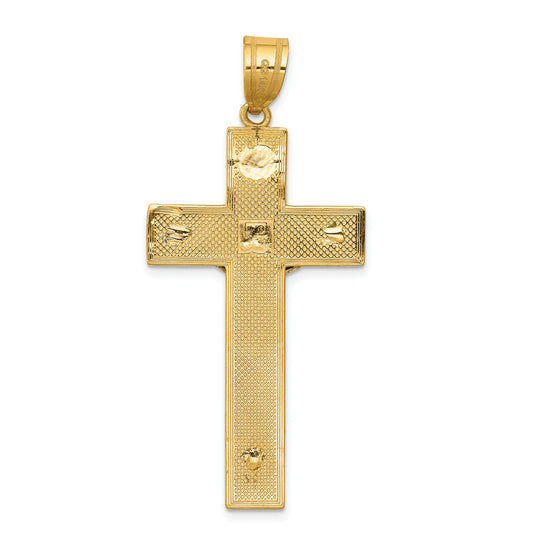 10K Two-Tone Diamond-Cut Crucifix Pendant