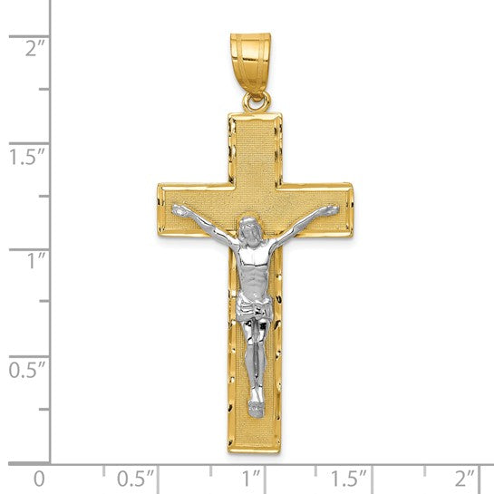 10K Two-Tone Diamond-Cut Crucifix Pendant