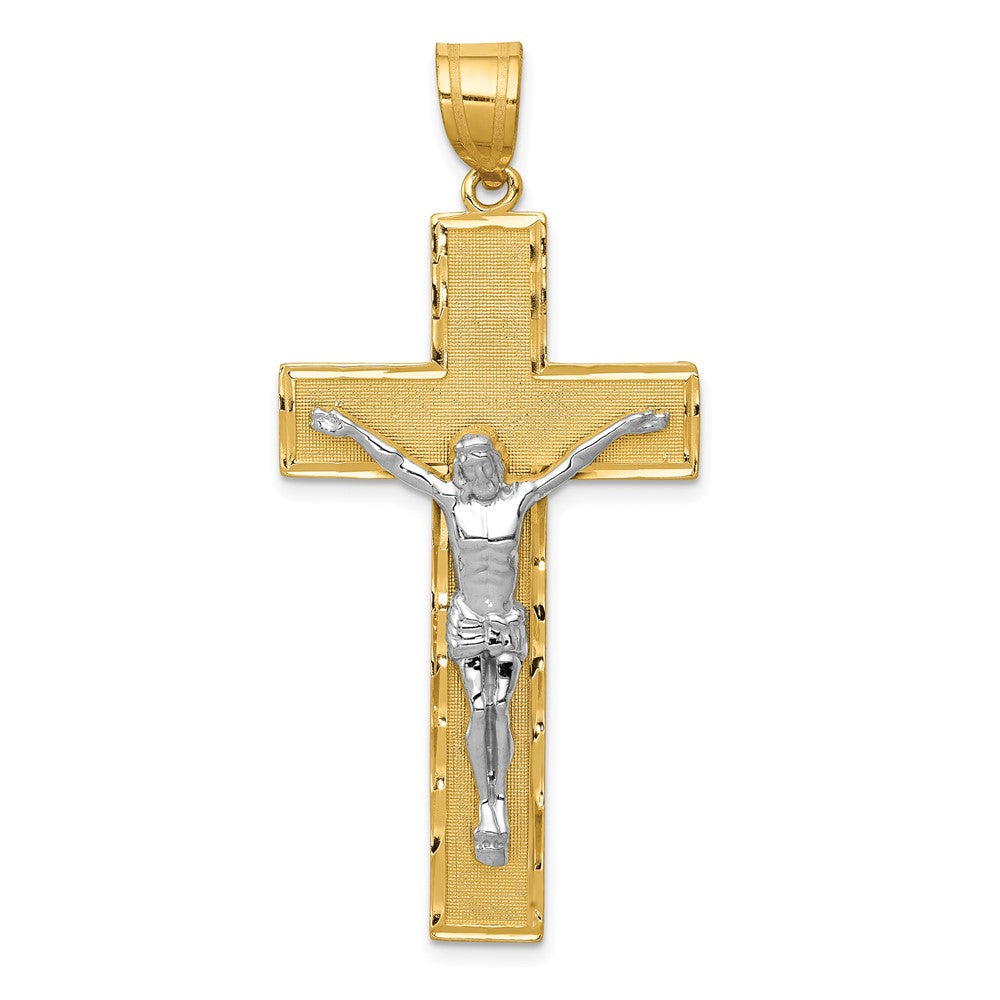 10K Two-Tone Diamond-Cut Crucifix Pendant