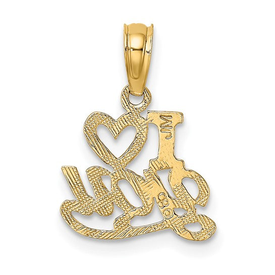Dije "I Heart You" Pulido y Texturizado en Oro Amarillo de 10K