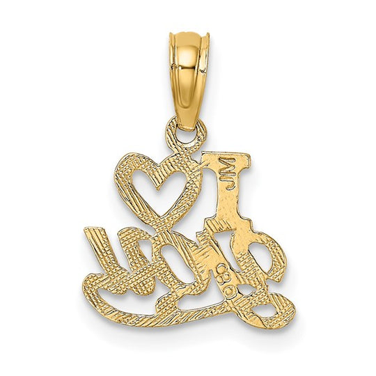 Dije "I Heart You" Pulido y Texturizado en Oro Amarillo de 10K