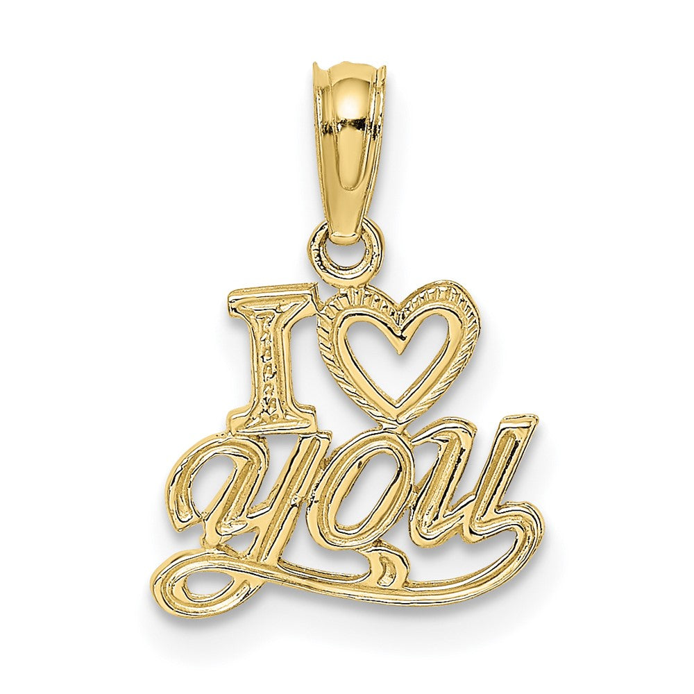 Dije "I Heart You" Pulido y Texturizado en Oro Amarillo de 10K