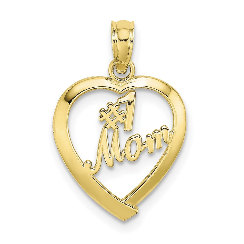 Dije de Mamá #1 en Corazón en Oro de 10K Pulido