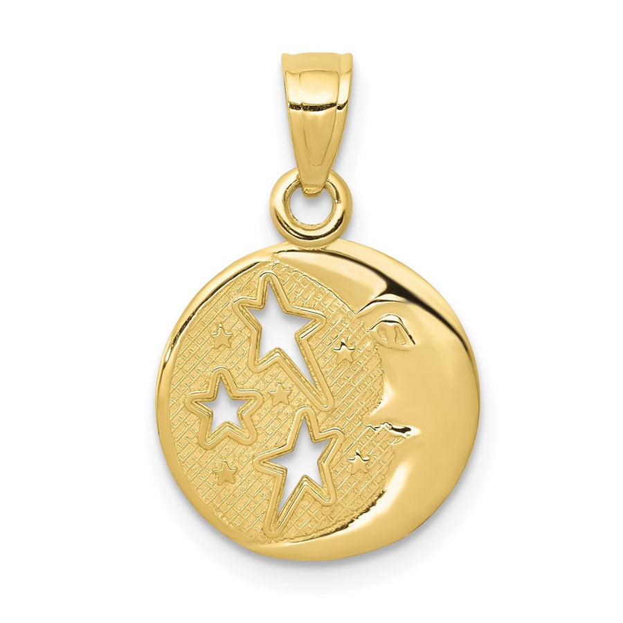 Colgante de Luna con Tres Estrellas en Oro Amarillo de 10K