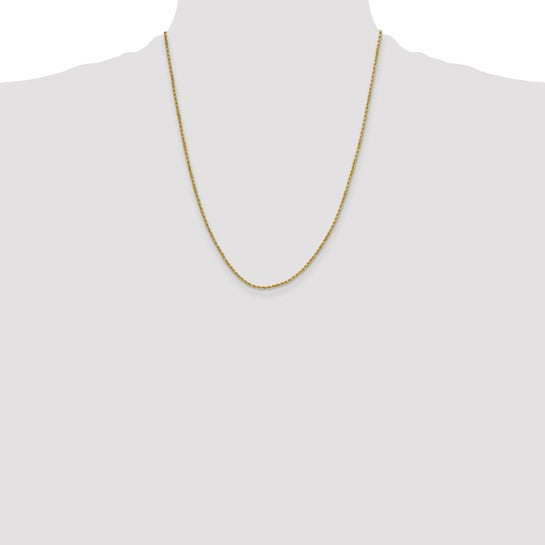 10K Yellow Gold Chain – 22 inches, 2 mm, Semi-Solid Diamond-Cut Rope Chain with Lobster Clasp