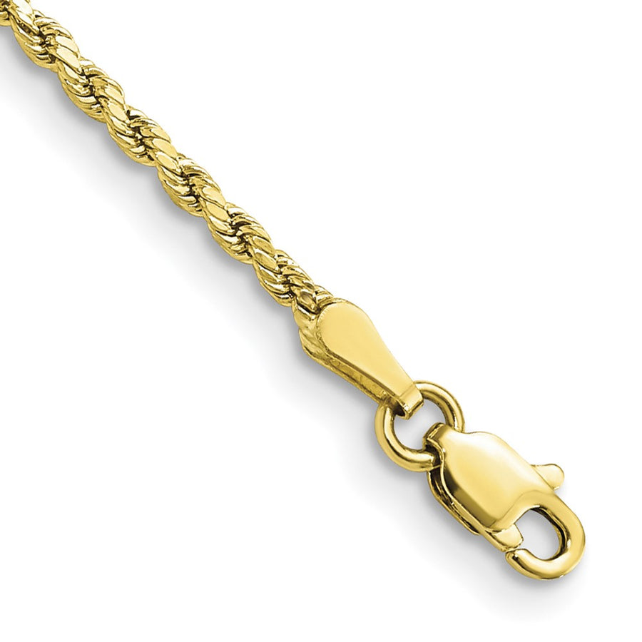 Cadena de Cuerda Semi-Sólida de Oro Amarillo de 10K, 8 pulgadas, 2 mm con Cortado en Diamante