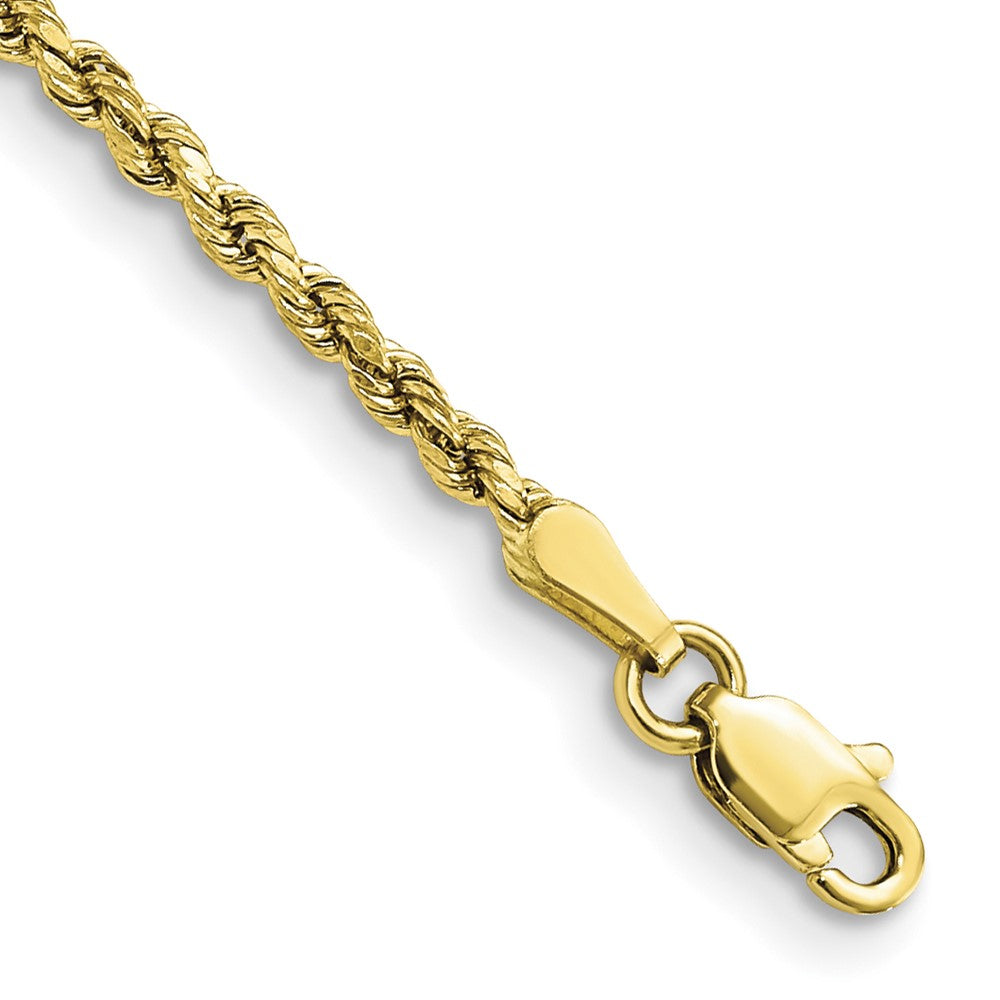 Pulsera de Cuerda de 10k Oro Amarillo de 2.25mm Semi-Sólida con Cierre de Langosta