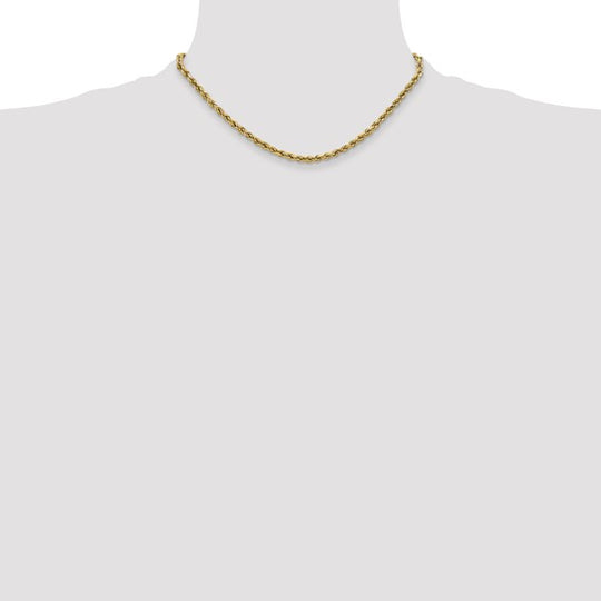 10K Yellow Gold Semi-Solid D/C Rope Chain, 2.5mm, 16 Inches