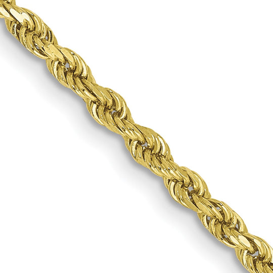 10K Yellow Gold Semi-Solid D/C Rope Chain, 2.5mm, 16 Inches