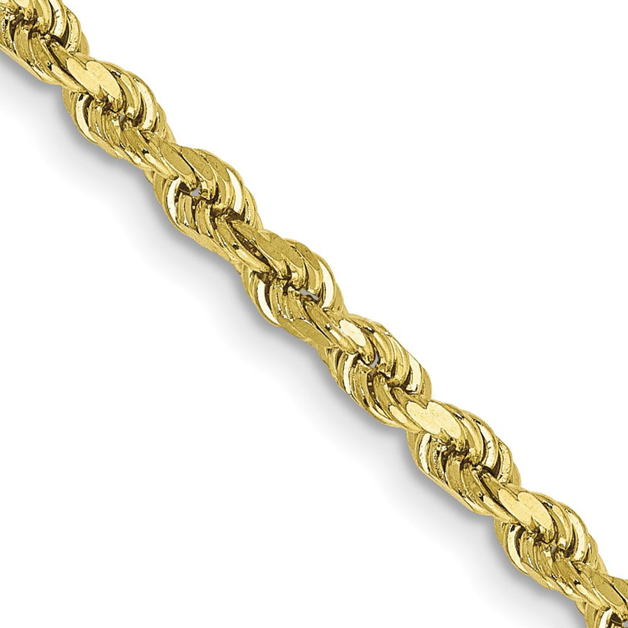 Cadena Rope Semisólida de Oro Amarillo 10K, 16 pulgadas, 3 mm, Corte Diamante