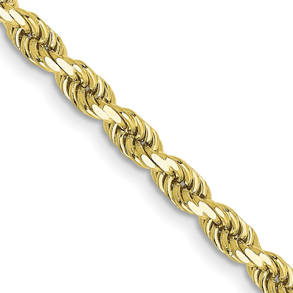 10K Yellow Gold Diamond Cut Semi-Solid Rope Chain – 3.5 mm, 16 Inches
