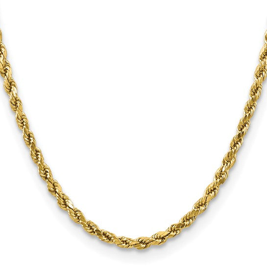 Cadena de Cuerda Semi-Sólida de Oro Amarillo de 10K, 24 pulgadas, 4 mm con Broche de Langosta
