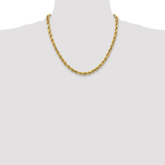 Cadena Rope Semi-Sólida de 10K, 4 mm con Corte Diamante