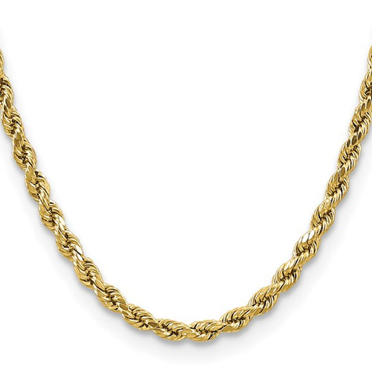  Cadena de Oro Amarillo 10K – 18” (45.7 cm), 4.9 mm Estilo Cuerda Semi-Sólida con Corte Diamantado y Cierre de Langosta