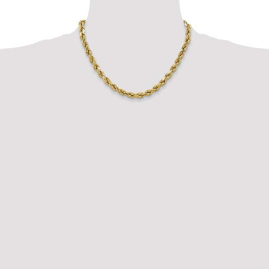  Cadena de Oro Amarillo 10K – 18” (45.7 cm), 4.9 mm Estilo Cuerda Semi-Sólida con Corte Diamantado y Cierre de Langosta