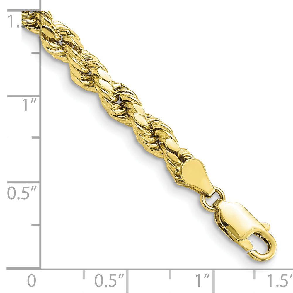 Pulsera de Cuerda Semi-Sólida de 10k, 4.9 mm con Corte Diamantado y Cierre de Langosta