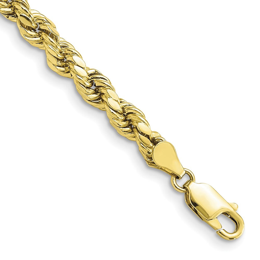 Pulsera de Cuerda Semi-Sólida de 10k, 4.9 mm con Corte Diamantado y Cierre de Langosta