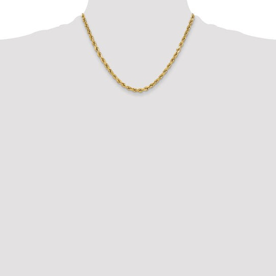 10K Yellow Gold Diamond Cut Rope Chain – 5.5mm, 18 Inches, Semi-Solid with Lobster Clasp