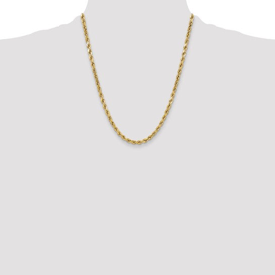 10K 5.5mm 22" Semi-Solid Rope Chain with Lobster Clasp