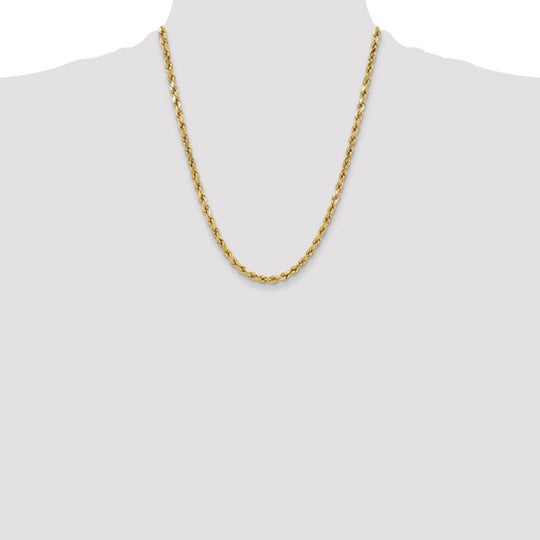 10K 5.5mm 22" Semi-Solid Rope Chain with Lobster Clasp
