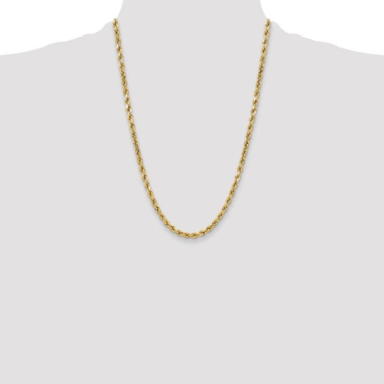 10K Yellow Gold 5.5mm Semi-Solid Diamond-Cut Rope Chain – 24 Inches
