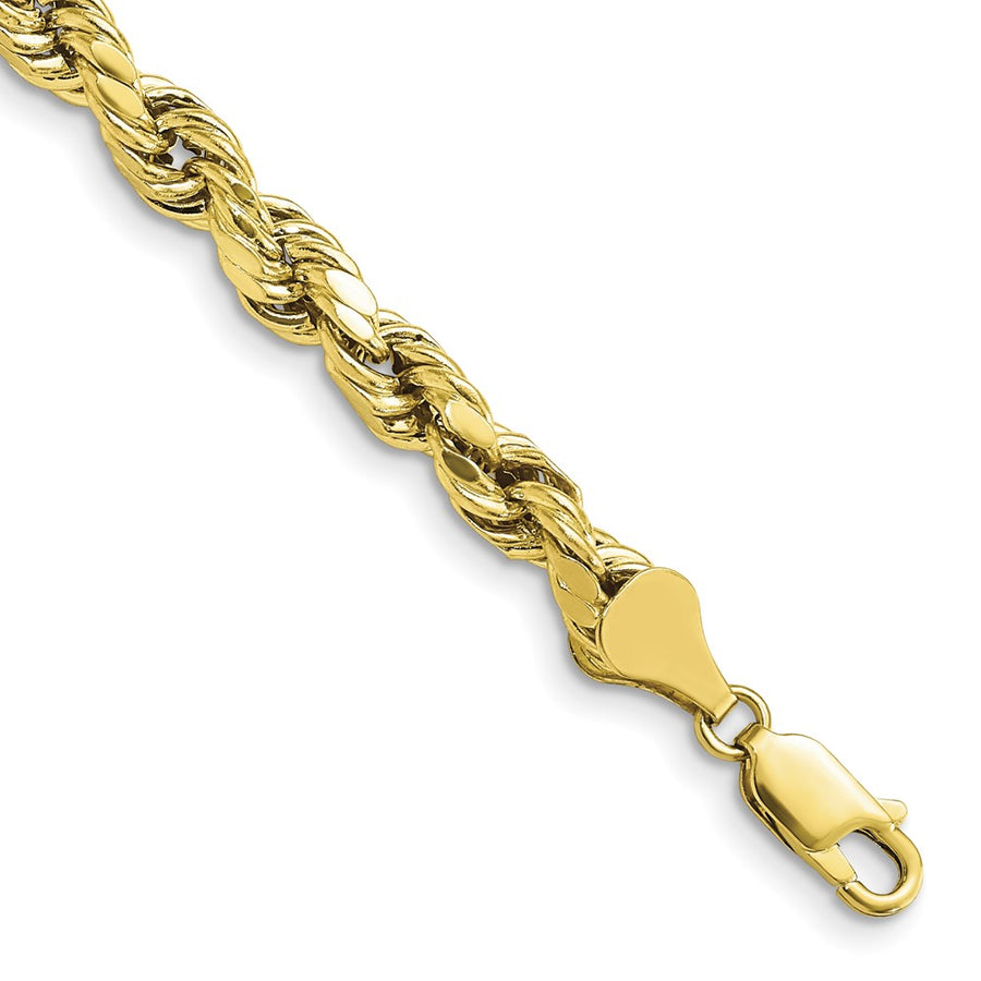 Pulsera de Cuerda Semi-Sólida de Oro Amarillo 10K, 7 Pulgadas, 5.5 mm con Broche de Langosta