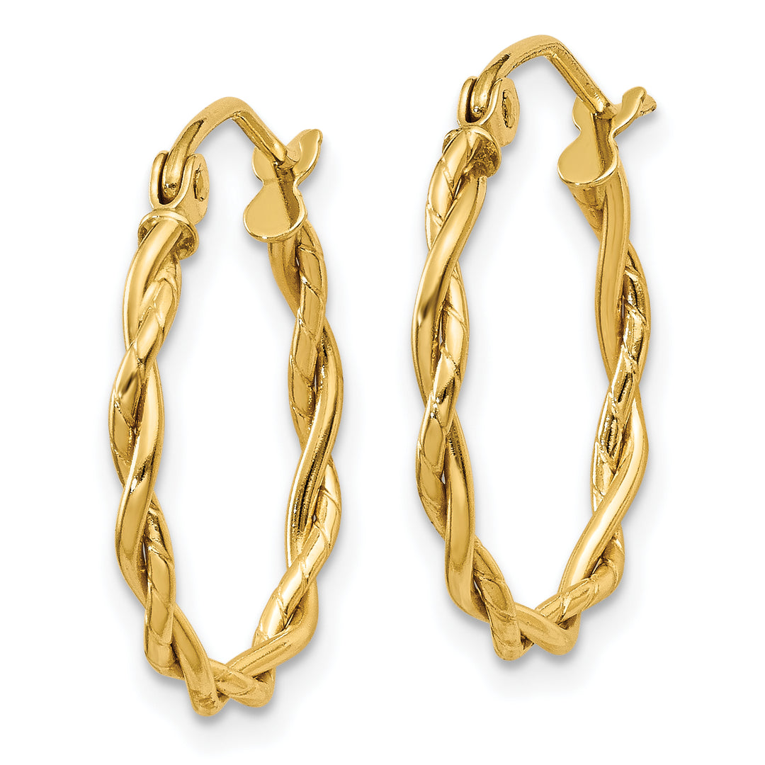 Polished Twisted Hoop Earrings in 10K Yellow Gold