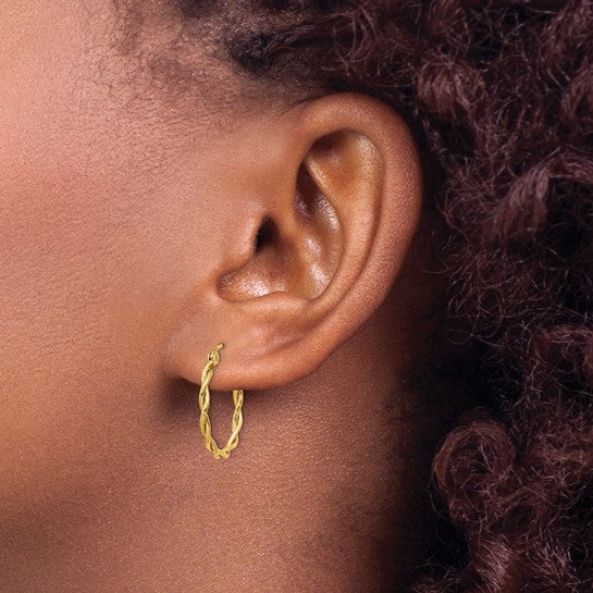 Polished Twisted Hoop Earrings in 10K Yellow Gold