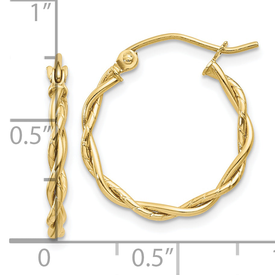 Polished Twisted Hoop Earrings in 10K Yellow Gold