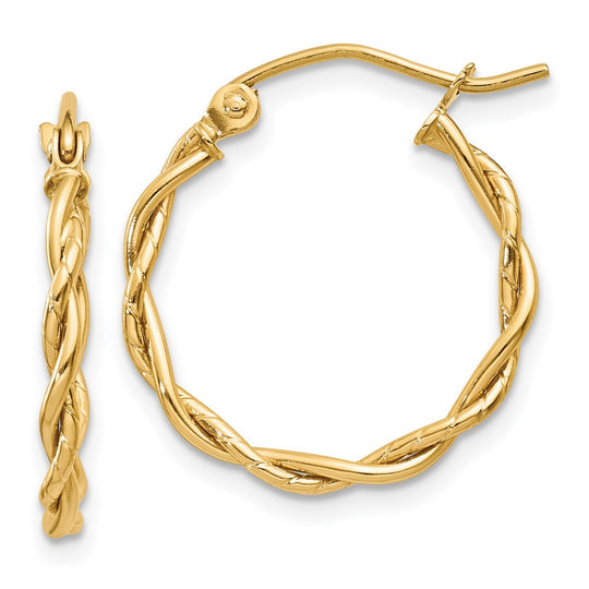 Polished Twisted Hoop Earrings in 10K Yellow Gold