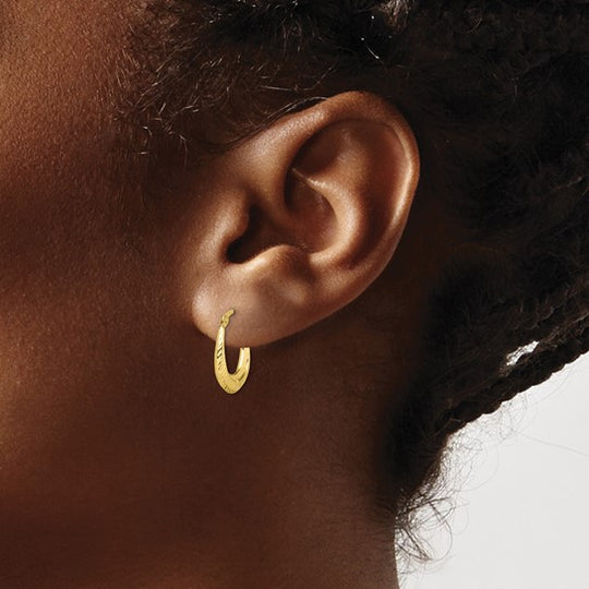 Aretes de Aro Huecos Texturizados de 10K