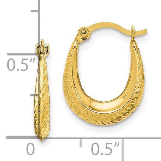 Aretes de Aro Huecos Texturizados de 10K