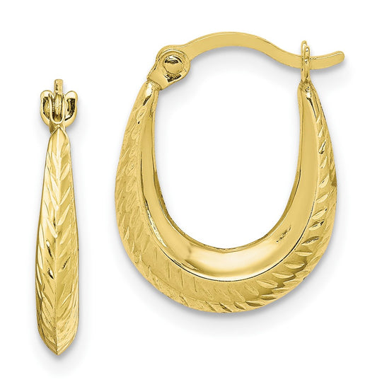 Aretes de Aro Huecos Texturizados de 10K