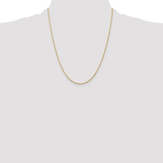 Cadena de Cuerda Extra-Ligera D/C de Oro Amarillo de 10K, 1.5 mm