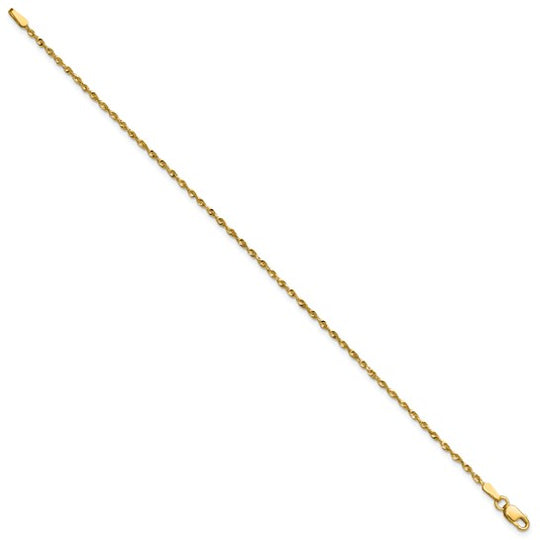 Cadena de Cuerda Extra Ligera de Oro Amarillo de 10K – 1.5 mm