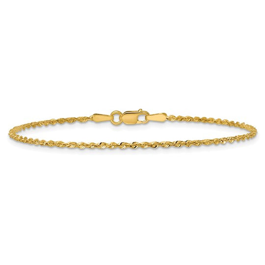 Cadena de Cuerda Extra Ligera de Oro Amarillo de 10K – 1.5 mm