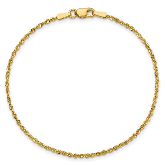 Cadena de Cuerda Extra Ligera de Oro Amarillo de 10K – 1.5 mm