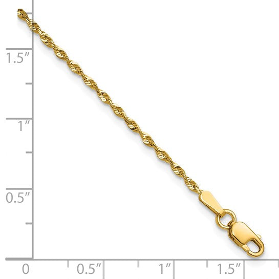 Tobillera de Cuerda Ligera Extra con Corte Diamante en Oro de 10k