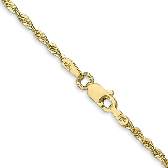 Cadena de Oro Amarillo de 10K – 1.8 mm, Estilo Cuerda Extra Ligera con Corte Diamante