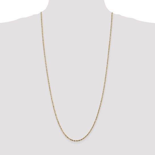 Cadena de Oro Amarillo de 10K – 1.8 mm, Estilo Cuerda Extra Ligera con Corte Diamante