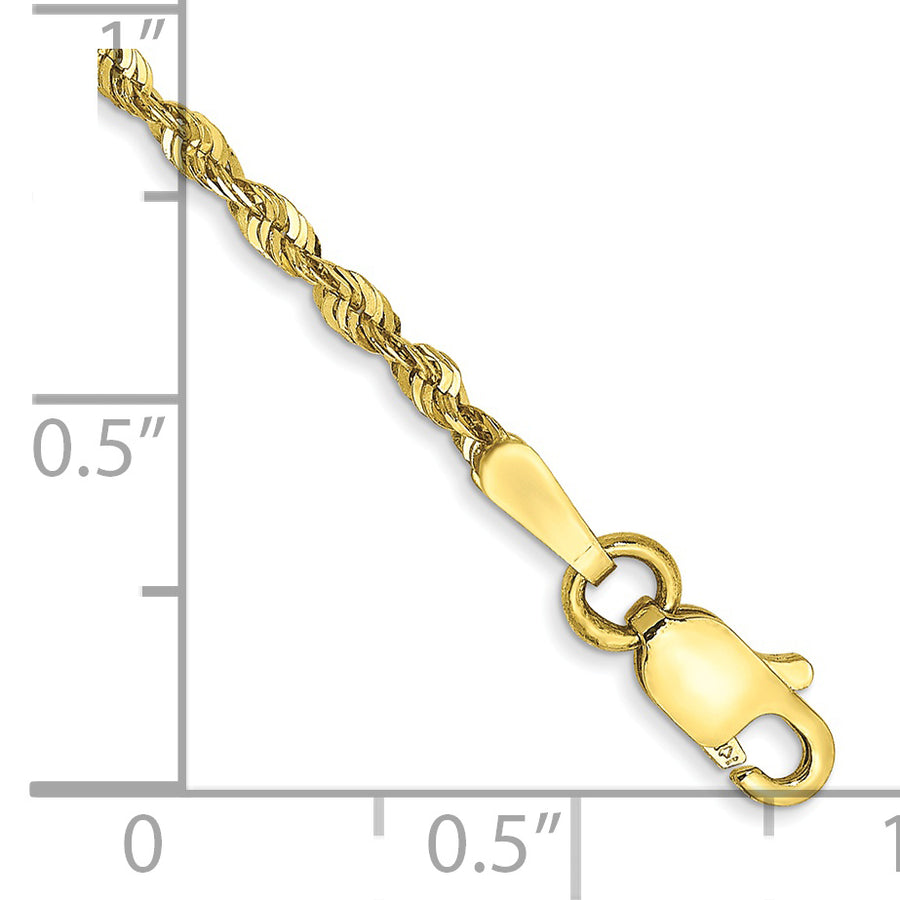 Tobillera de Cadena de Rope Extra-Ligera de 1.8mm con Corte Diamante en Oro de 10K