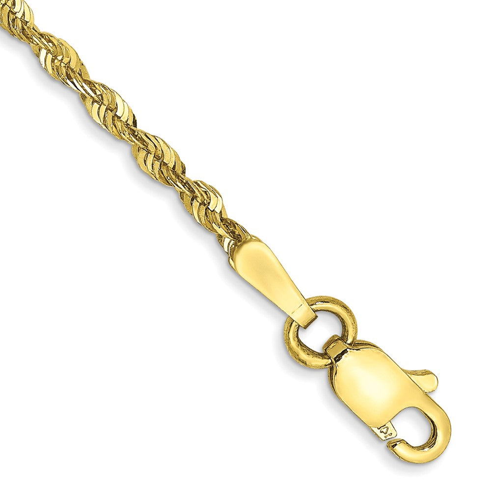 Cadena Extra Ligera de Oro Amarillo 10K 1.8mm (Cuerda, Corte Diamante, Cierre de Langosta)