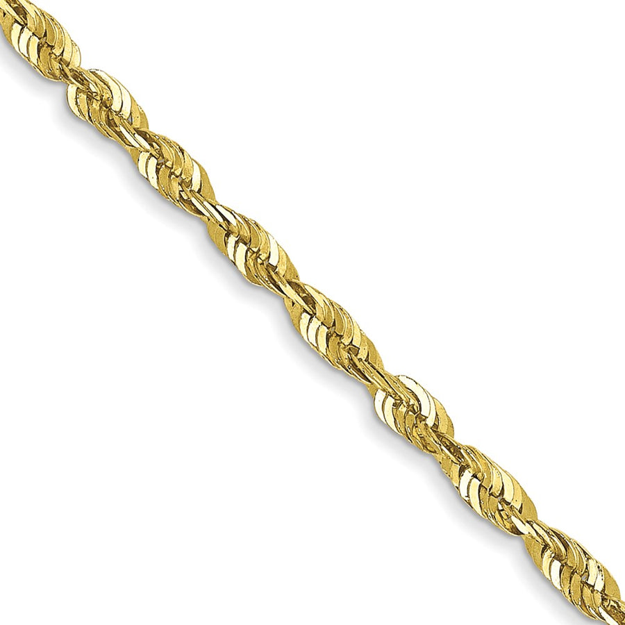 Cadena de Oro Amarillo de 10K – 1.8 mm, Estilo Cuerda Extra Ligera con Corte Diamante