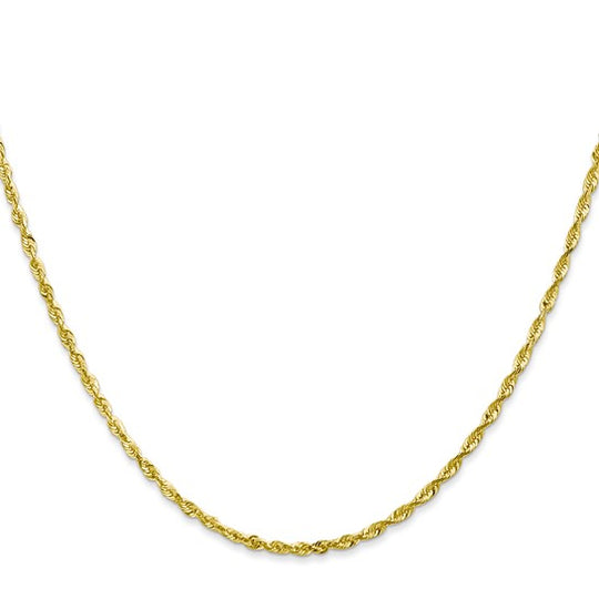 10k Yellow Gold 2.0mm Extra-Light Rope Chain with Lobster Clasp