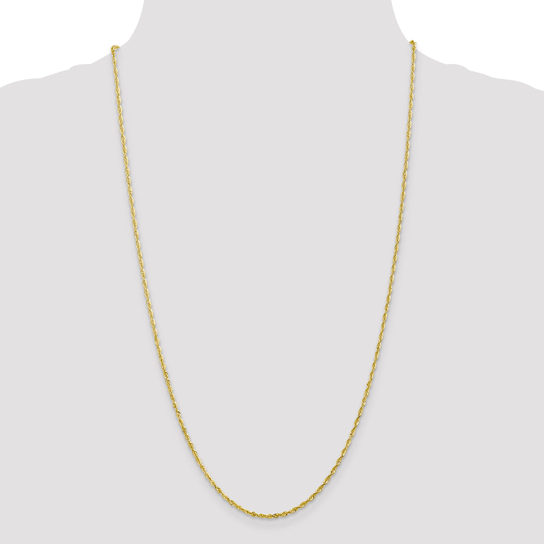 10k Yellow Gold 2.0mm Extra-Light Rope Chain with Lobster Clasp