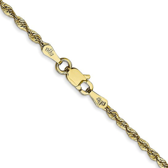 10k Yellow Gold 2.0mm Extra-Light Rope Chain with Lobster Clasp