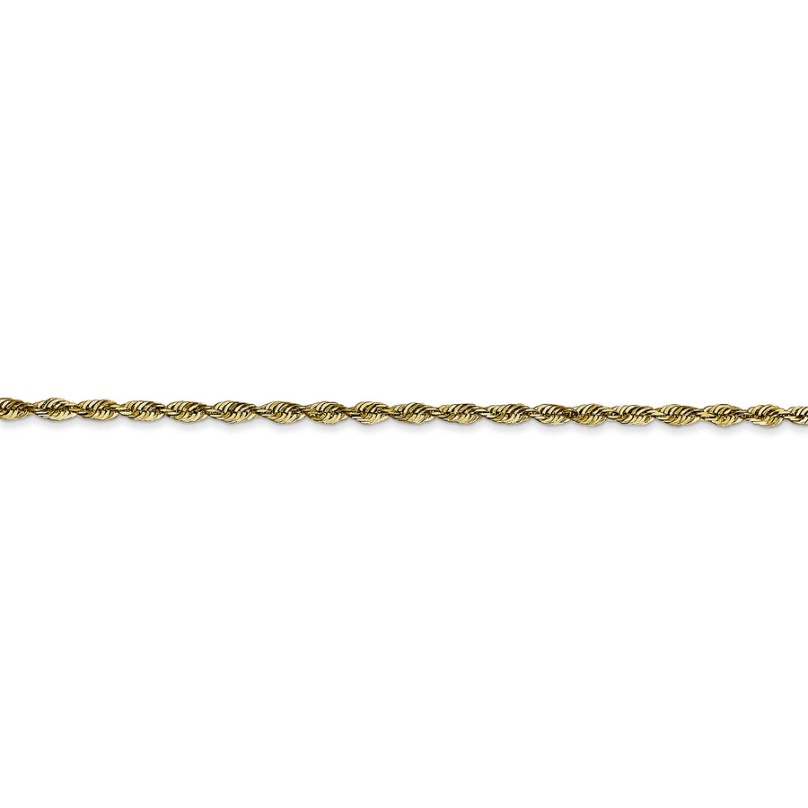 Cadena de Cuerda Extra-Ligera de 10k Oro Amarillo de 2.0mm con Cierre de Langosta
